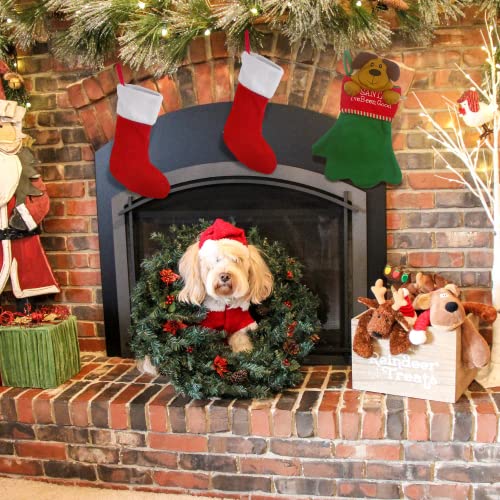  Jumbo Red And Green Felt Christmas Stocking For Dogs, Santa I've Been Good, Cute Funny Xmas Decorations For Fireplaces, Mantels, Walls, And More, 17 Inches