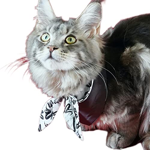  Elegant And Practical: Gray Print Cat Bib For Clean And Stylish Mealtimes (Small)