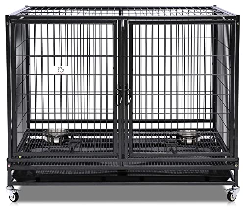  43" Stackable Heavy Duty Cage W/Feeding Doors And Divider Or Additional Tray (DG-43-FS)