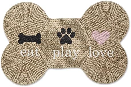  Bone Dry DII Braided Pet Mat Collection 100% Cotton, Oval Shape, Gray Good Kitty