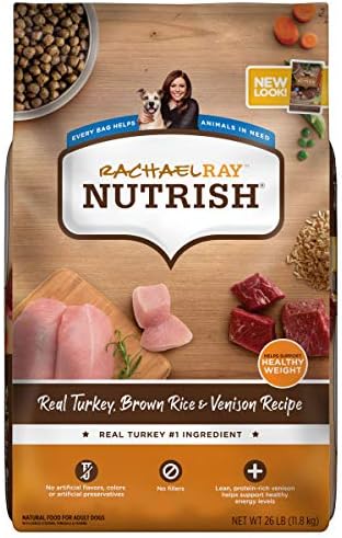  Rachael Ray Nutrish Dry Dog Food, Turkey, Brown Rice & Venison Recipe For Weight Management, 13 Pounds