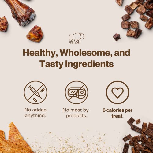  Bison Cubes: Pure Bison Dog Treats - All Natural Treats For Dogs. Vet Approved, Single Ingredient, Grain Free, Healthy & Nutritious Real Meat, Low Calorie Treats For Dogs (Bison Lung, 16oz)