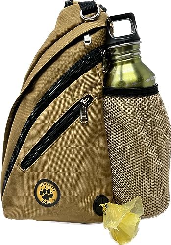  Talk To The Paw Dog Walking Bag - Training Treat Pouch - Poop Bag Dispenser - Dog Treat Bag With Hands Free Leash (Black)