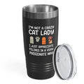  Flairy Land Cat Lady Black Tumbler 20oz - Appreciate Felines -Cat Paw Cat Parents Cat Mama Cat Lover Kitties Purr Feline Mom