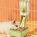  BNOSDM 2 In 1 Rabbit Food Dispenser And Bunny Feeder Bowl Set Rabbit Feeders For Cages Guinea Pig Feeding Dish Pellets For Ferret Chinchilla Hedgehog Small Animals (Green)