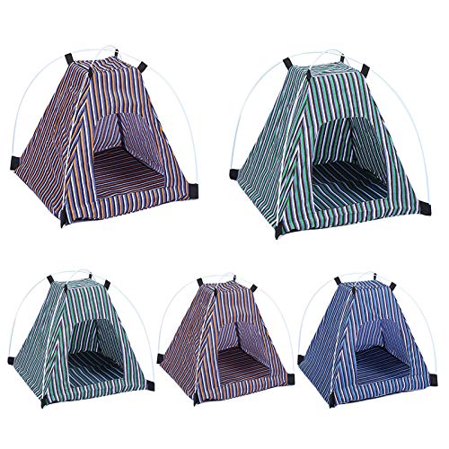 SONGBIRDTH Removable Washable Dog Cat Kennel Foldable Striped Pattern Cattery Pet Tent Nest,Breathable Cotton Blend,Removable Easy To Clean Yellow