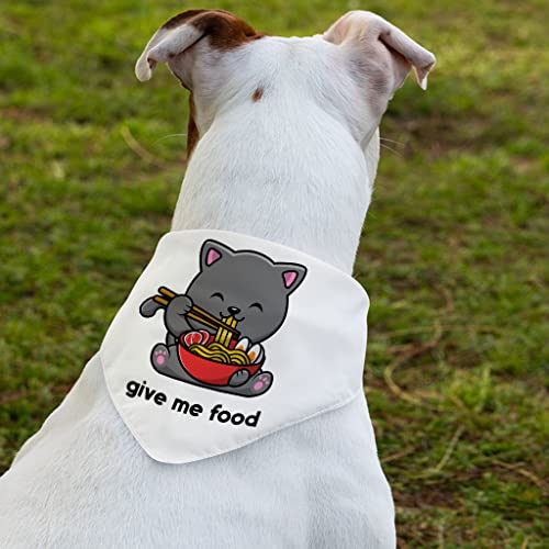 GENERIC Give Me Food Pet Bandana Collar - Funny Scarf Collar - Noodle Dog Bandana - M