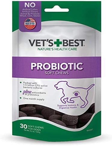  Vet's Best Probiotic Soft Chews Dog Supplements | Supports Dog Digestive Health | Promotes A Healthy Gut | 30 Day Supply