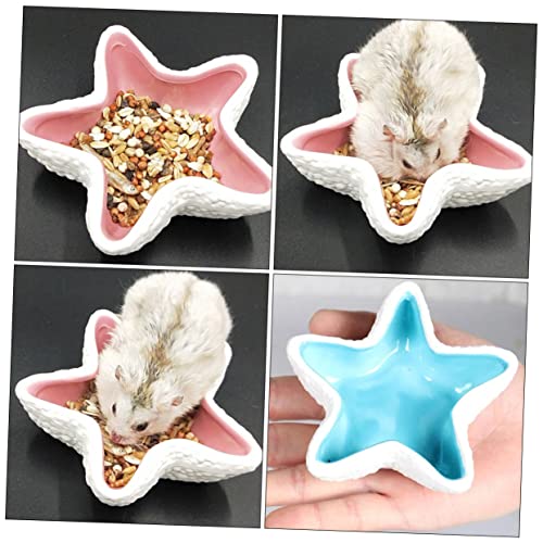  EVANEM 2pcs Pentagram Food Bowl Bird Cage Feeder Ceramic Water Bowl Bunny Feeder Hamster Feeding Bowl Small Pet Feeder Bird Cage Water Food Feeder Pet Food Bowl Pet Supply Blue Ceramics