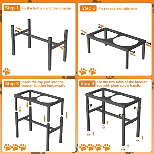  DiroPet Elevated Dog Bowls 4 Height Adjustable Raised Dog Bowl With 2 Stainless Steel Dog Food Bowls,Silicone Placemat,Non-Slip Stand For Large Medium Small Dogs And Pets