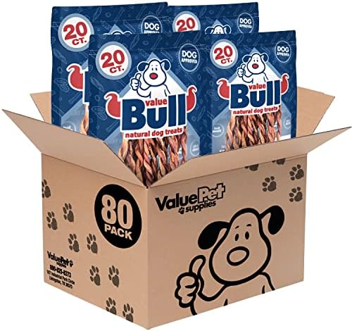  ValueBull Pizzle Twists, Premium Lamb, 100 Count - Natural Dog Treats, Grass-Fed