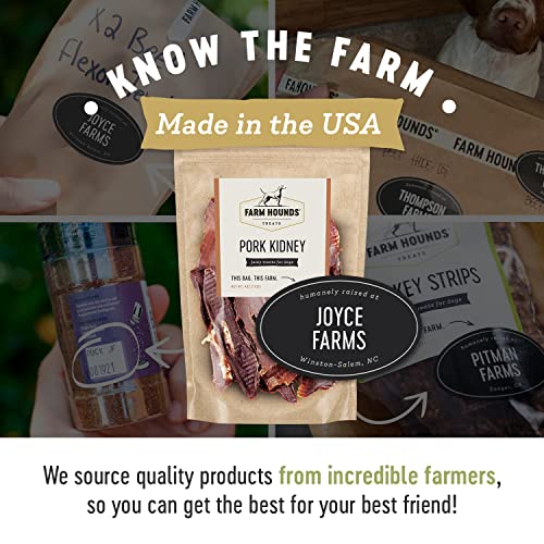  Farm Hounds Dehydrated Pork Kidney For Dogs, 100% Natural, Humane Dried Pig Kidney Treats For Dogs, Regenerative Agriculture Dog Training Treats & Food From Local Farms For All Dog Breeds & Sizes
