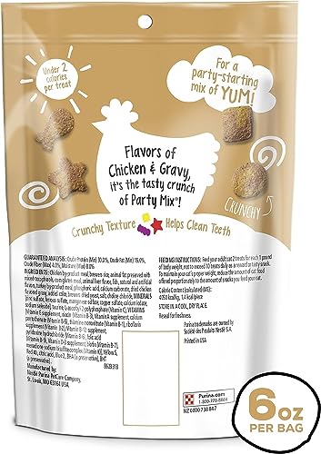  Purina Friskies Party Mix Cat Treats, Gravy-Licious Crunch With Chicken & Gravy Flavors, Crunchy Cat Treats For Adult Cats, 6 Ounce Resealable Pouch (8)