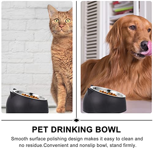  Hemobllo Stainless Steel Cat Bowl Non- Slip Puppy Base Cat Food Drinking Water Feeder