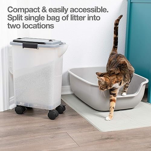  PetFusion BetterBin Portable Litter Storage Bin Container (16.5 X 11.7 X 19 Lwh) | Holds Up To 25 Lbs/10 Gallons; Great For Dry Dog & Cat Food | Adj Spout, Back & Top Handles, Heavy Duty Wheels