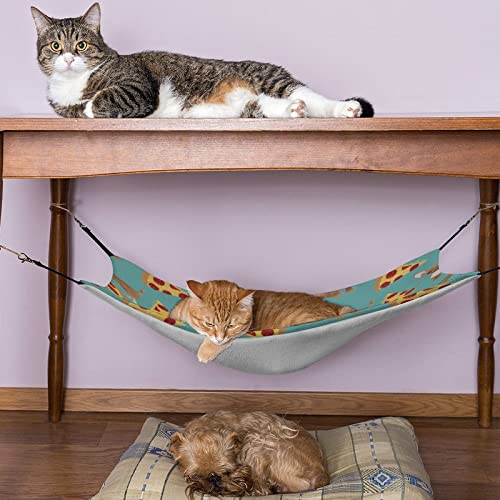  Whetklo Pet Cage Hammock,Chihuahua Dog Pizza Novelty Food Print Cute Dog Canvas Hanging Bed Reversible Small Pet Hammock For Kittens Cats Rat And Small Animals