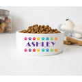 GENERIC Personalized Colorful Dog Paw Print Bowl, Dog Name Bowl, Gift For Pets, Ceramic Pet Foof Bowl, Gift For Pets