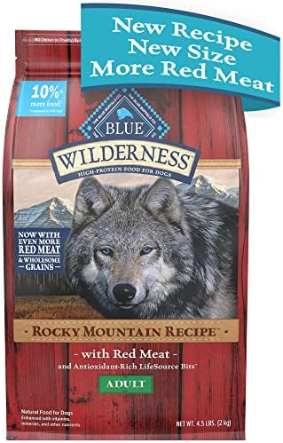  Blue Buffalo Wilderness Rocky Mountain Recipe High Protein Natural Adult Dry Dog Food, Red Meat With Grain 13 Lb Bag