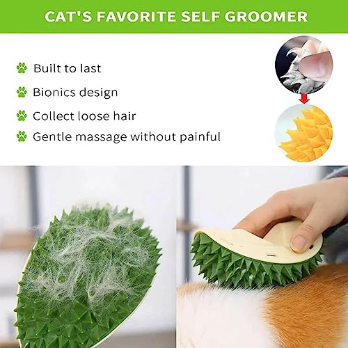  UPIKIT Durian Multifunctional Toys, Durian Cat Scratcher, 1/2PCS Durian Shape Cat Comb, Massaging And Removing Floating Hair Cat Dog Toys, For Any Different Flat Surfaces Or Corners (Yellow+Green)