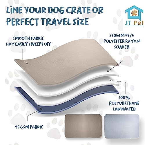  JT Pet Guinea Pig Cage Liner - Pack Of 2 Washable Pee Pads For Dogs, Smooth Fleece Guinea Pig Bedding For Cage & Crates, Reusable & Waterproof Puppy Pee Pads - 36x24 Inches, Brown Grey