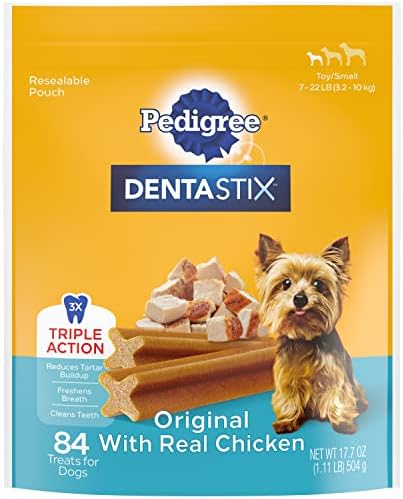  PEDIGREE DENTASTIX Toy/Small Dog Dental Treats Original Flavor Dental Bones, 1.11 Lb. Pack (84 Treats)