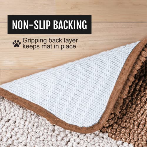  LeashBoss - Brown Bathroom Rugs, Extra Large Bathmat - Soft, Absorbent, Thick, Non-Slip Microfiber Bath Mat For Bathrooms, Showers, Tubs, And Doorways For Dogs Muddy Paws Machine Washable (34.5 X 24)