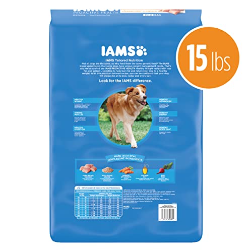  IAMS Adult Healthy Weight Control Dry Dog Food With Real Chicken, 15 Lb. Bag