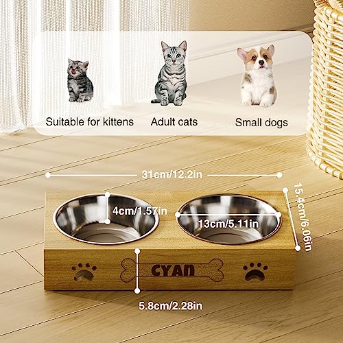 Personalized Dog Bowl - Custom Dog Food Container With 2 Stainless Steel Bowls, Elevated Dog/Cat Food And Water Bowls Stand Feeder, Raised Pet Bowls For Small Cats And Dogs With Anti Slip Feet