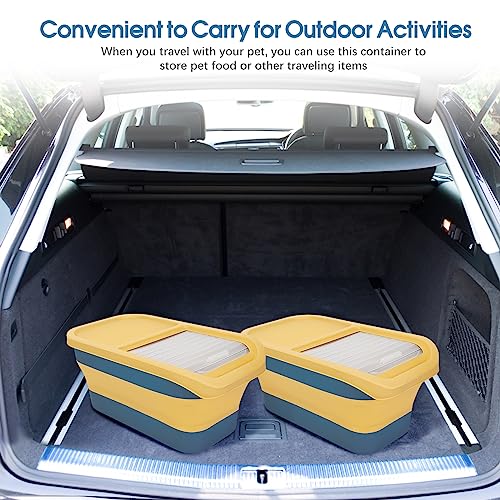  Yummy Sam Collapsible Dog Food Storage Container, 10-20 LB Large Capacity Pet Food Container Bin With Lids, Airtight Cat Food Containers Foldable Kitchen Rice Storage With Measuring Cup Scoop (Yellow)