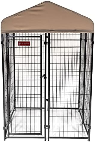  Lucky Dog 60544 Uptown Spacious 4' X 4' X 6' Heavy Duty Welded Wire Outdoor Dog Kennel With Water Resistant Cover, Black