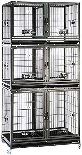  43" Stackable Heavy Duty Cage W/Feeding Doors And Divider Or Additional Tray (DG-43-FS)