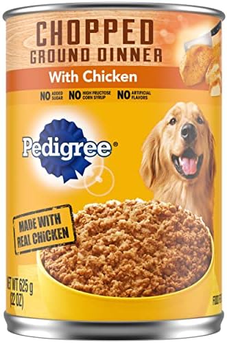  PEDIGREE CHOPPED GROUND DINNER Adult Canned Soft Wet Dog Food, Chicken & Rice Dinner, 13.2 Oz. Cans (Pack Of 12)