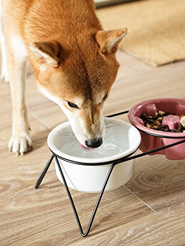  LE TAUCI PET Ceramic Dog Bowl, 2.6 Cups Dog Water Bowl, Weighted Dog Food Bowl Dish For Small Medium Breed, Fit For Dog Bowl Stand With Hole Opening Between 5.75" - 6.25"