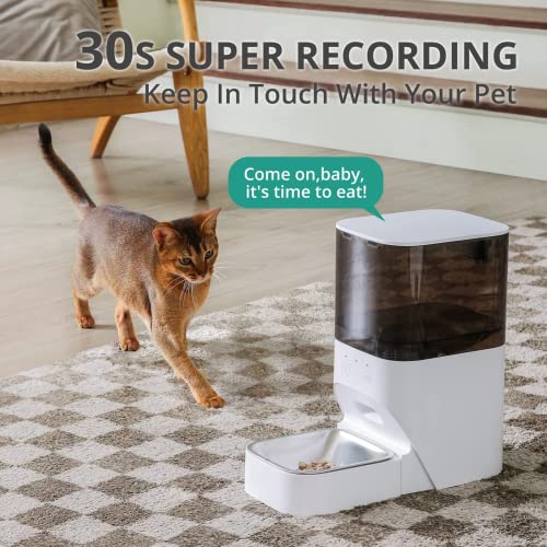  Automatic Cat Feeder; Timed Cat Feeder With APP Control; Dog Food Dispenser With Stainless Steel & Lock Lid; Up To 20 Portions 10 Meals Per Day; 30S Voice Recorder; 4L Programmable Pet Feeder