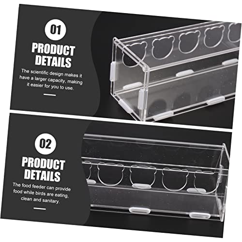  NOGRAX Coop Holder Bird Grains Animals Transparent Parrot Case Landscaping Rutin Budgie Clear Cups For Container Quail Canaries Farm Dispenser Bowl Feeder Supplies Finches Parakeets Pet Feeder (Color