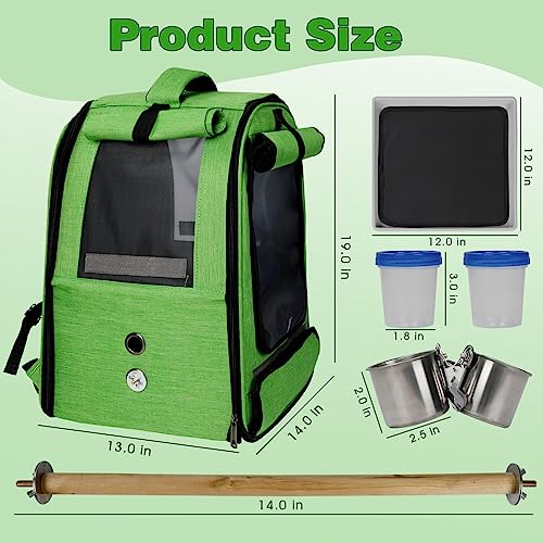  HUMLANJ Large Bird Carrier Backpack, Portable Bird Carrier Travel Cage, Outdoor Breathable Pet Bird Carrier Travel Bag With Standing Perch And Tray For Medium To Large Birds, Parrots