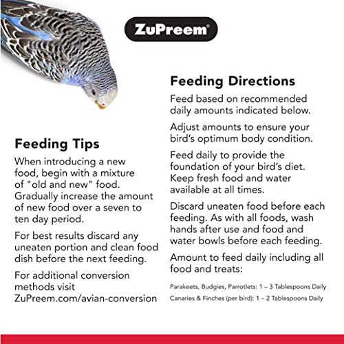  ZuPreem Natural Pellets Bird Food For Small Birds, 2.25 Lb (Pack Of 2) - Made In USA, Essential Nutrition For Parakeets, Budgies, Parrotlets