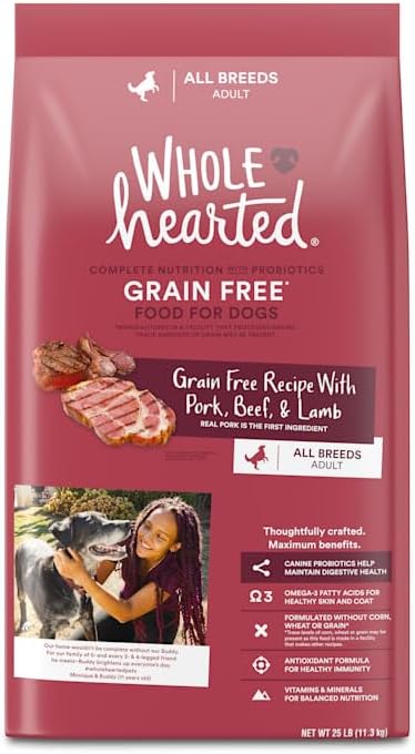  WholeHearted Grain Free Pork, Beef & Lamb Recipe Dry Dog Food, 25 Lbs.