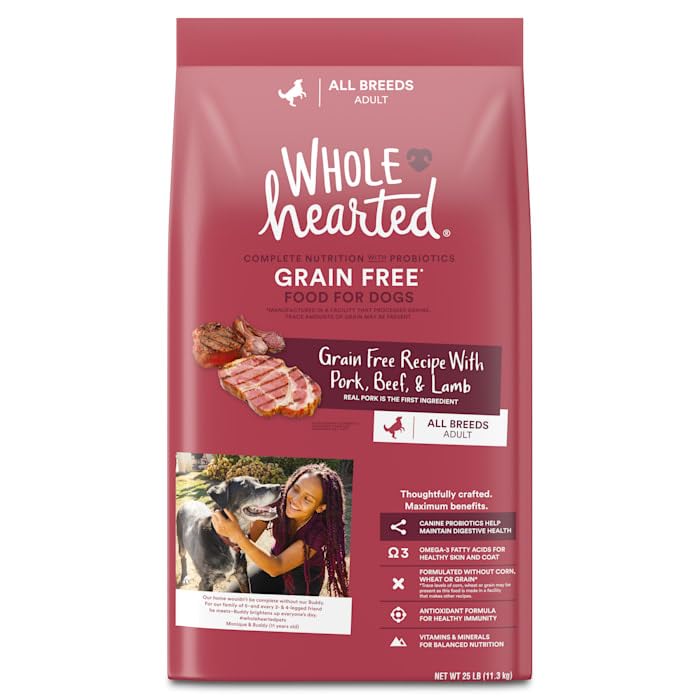  WholeHearted Grain Free Pork, Beef & Lamb Recipe Dry Dog Food, 25 Lbs.