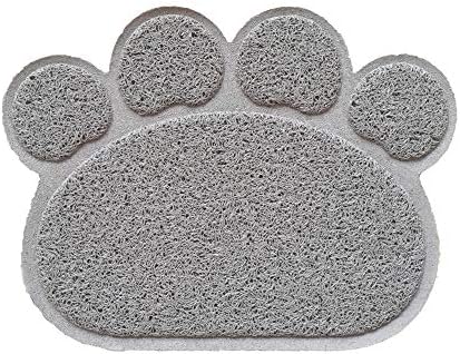  IHOO Pet Feeding Mat Cats Dog PVC Pads Non-Slip Puppy Kitten Dish Bowl Food Water Cat Litter Placemat Mat Paw Shape,1Pcs Red