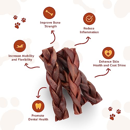  Jack&Pup 6" Braided Beef Collagen Sticks For Dogs - Rawhide Free Dog Chews Long Lasting Collagen Chews For Dogs - Bully Sticks Alternative (8 Pack)