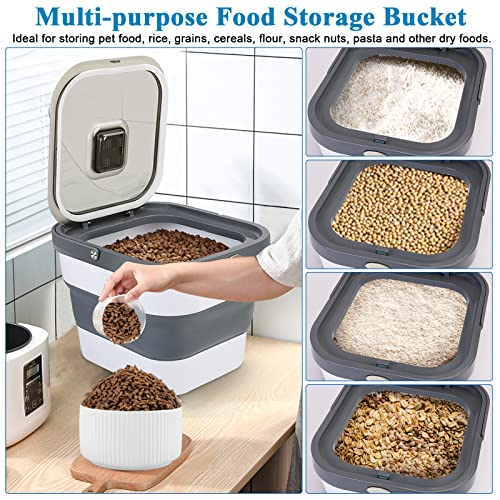  DricRoda Collapsible Dog Food Storage Container Cat Pet Food Storage Container Bin For Pet, Kitchen Rice Box With Airtight Lid Push-type Storage Bin Foldable Flour Bucket Moisture-proof Grain Storage