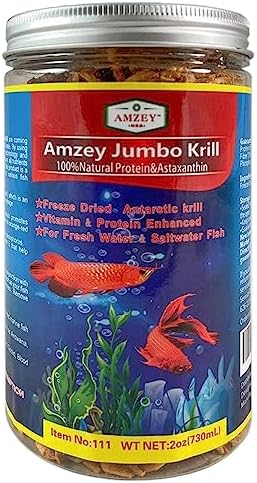  Amzey Freeze Jumbo Krill 3 Oz, Dired Jumbo Shrimp Provide Essential Omega-3, Vitamin Enhancement. Super Food For Pets, Cat Food, Dog Food, Fresh And Salt Water Fish