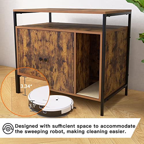  Pshelfy Litter Box Enclosure, Modern Cat Litter Box Furniture Hidden, Wooden Cat Washroom Storage Bench, Hidden Cat Litter Cabinet, For Living Room, Bedroom, Entrance Hallway, Rustic Brown