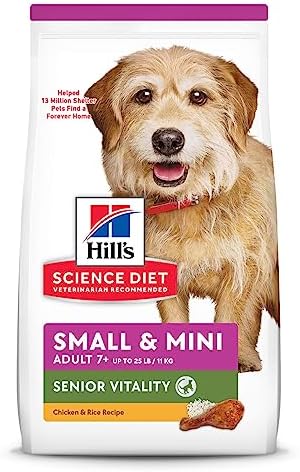  Hill's Science Diet Adult 7+ Senior Vitality Small & Mini Dry Dog Food, 12.5 Lb. Bag