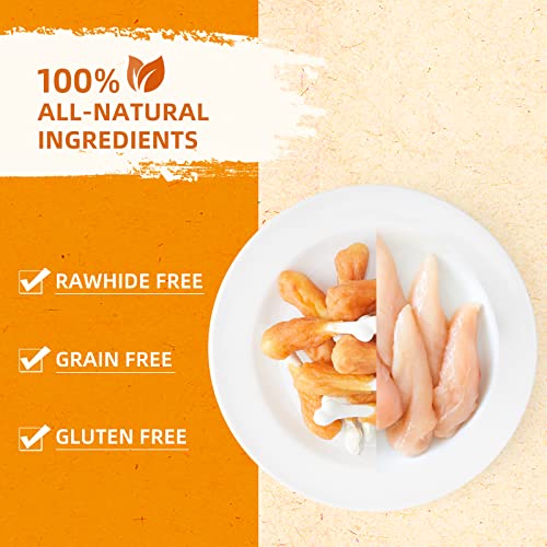  Jungle Calling Chewy Chicken Dog Treats Rawhide Free Real Chicken Calcium Bone, Teeth Clean Breath Fresh Dog Training Treats