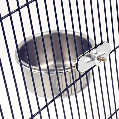  2 Packs, Pet Food Water Bowl With Clamp Holder Stainless Steel Coop Cup Hanging Feeder For Dog Bird Parrot Cat Rabbit, S&M