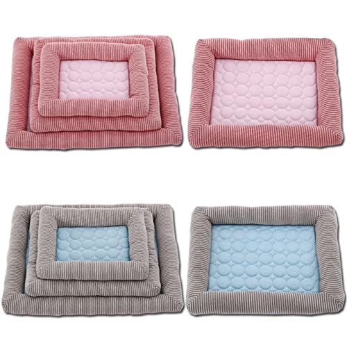  DEPILA Pet Washable For Large Medium Small Pets Sleeping Summer Cool Dog Mats For Food And Water Anti Slip Bed (Color : OneColor, Size : S 43x33cm)