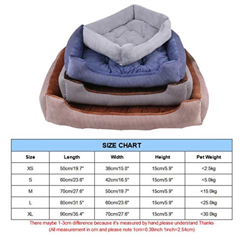  SENERY 50-90cm Large Dog Bed Winter Warm Cat House Soft Double Sided Puppy Cushion Striped Pattern Pet Kennel
