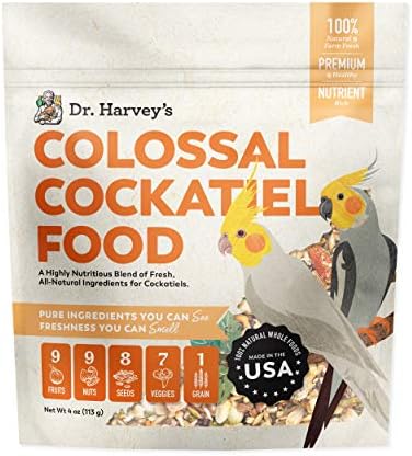  Dr. Harvey's Colossal Cockatiel Blend, All Natural Daily Food For Cockatiels (4 Pounds)